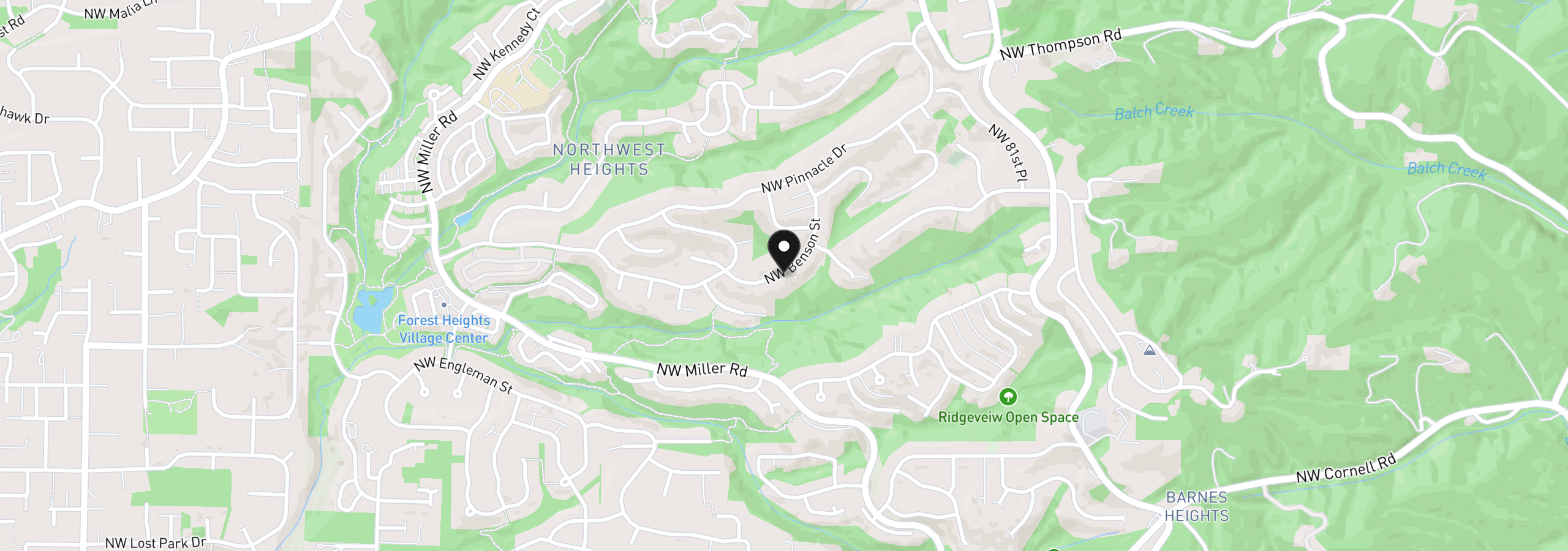 Map showing the location of 8902 NW Benson St, Portland, OR 97229