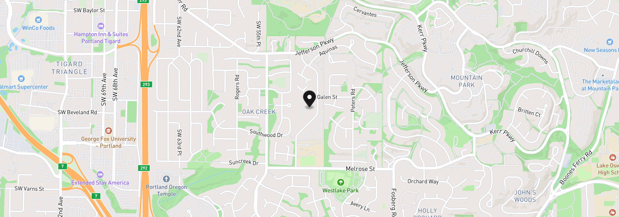 Map showing the location of 86 Kingsgate Rd H203, Lake Oswego, OR 97035