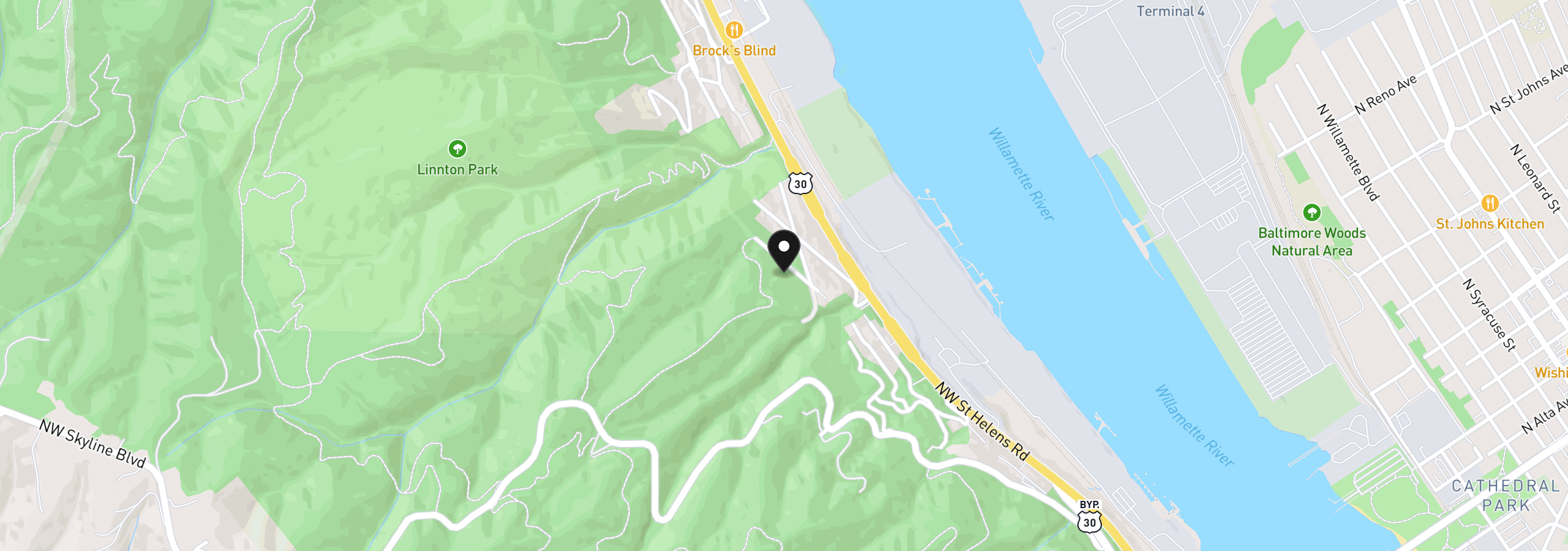 Map showing the location of 9935 NW Mackay Ave, Portland, OR 97231