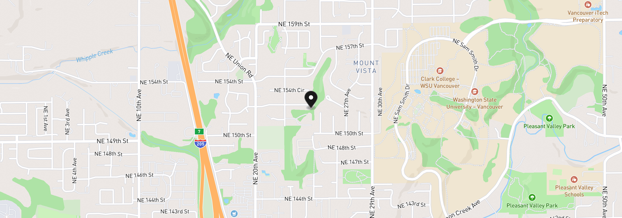 Map showing the location of 2319 NE 152nd Cir, Vancouver, Wa 98686