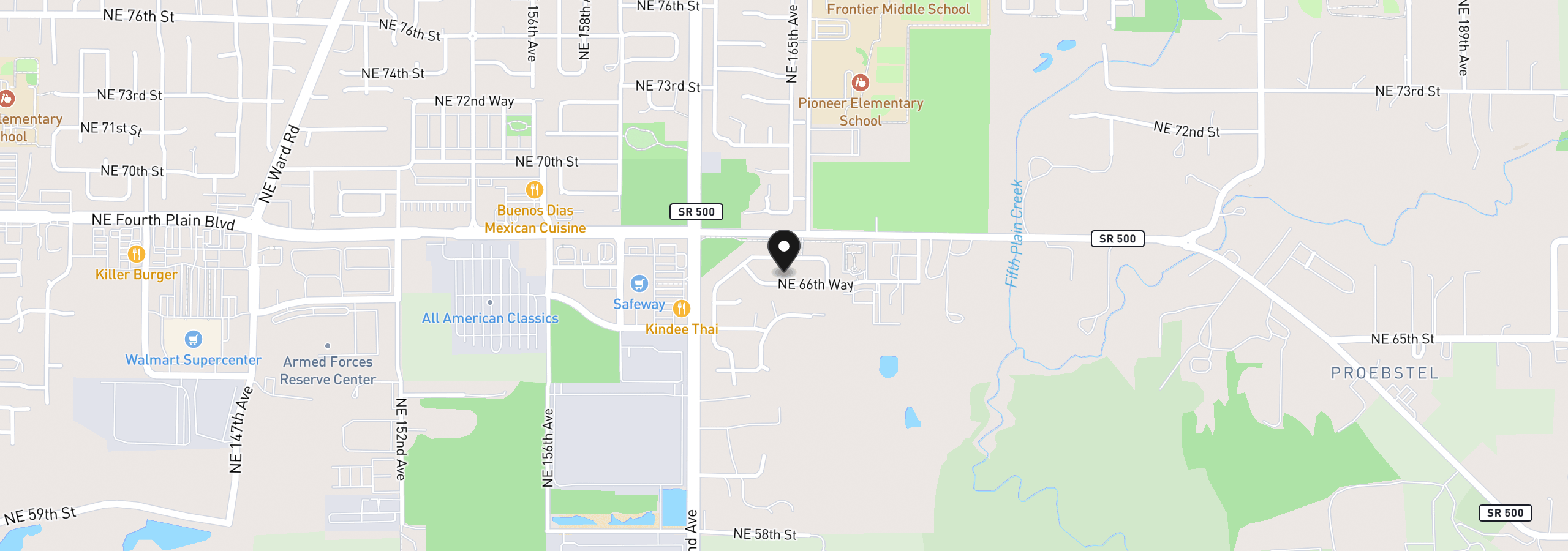 Map showing the location of 16412 NE 66th Way, Vancouver, Wa 98682