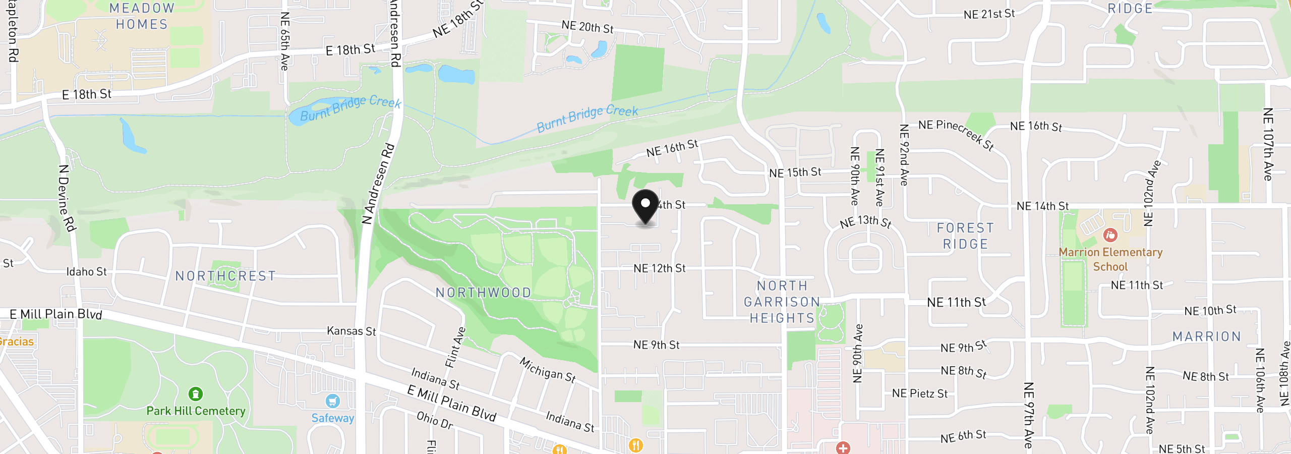 Map showing the location of 8109 NE 14th St D, Vancouver, Wa 98664