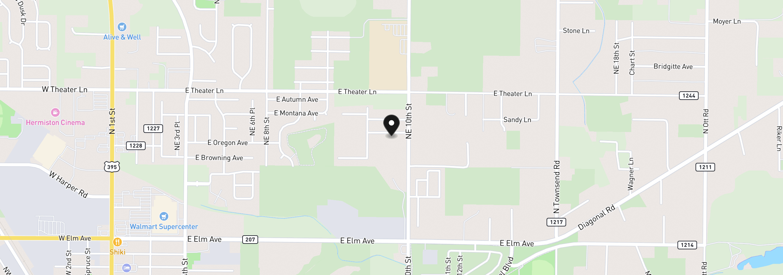 Map showing the location of 1800 NE 10th St # 7, Hermiston, OR 97838