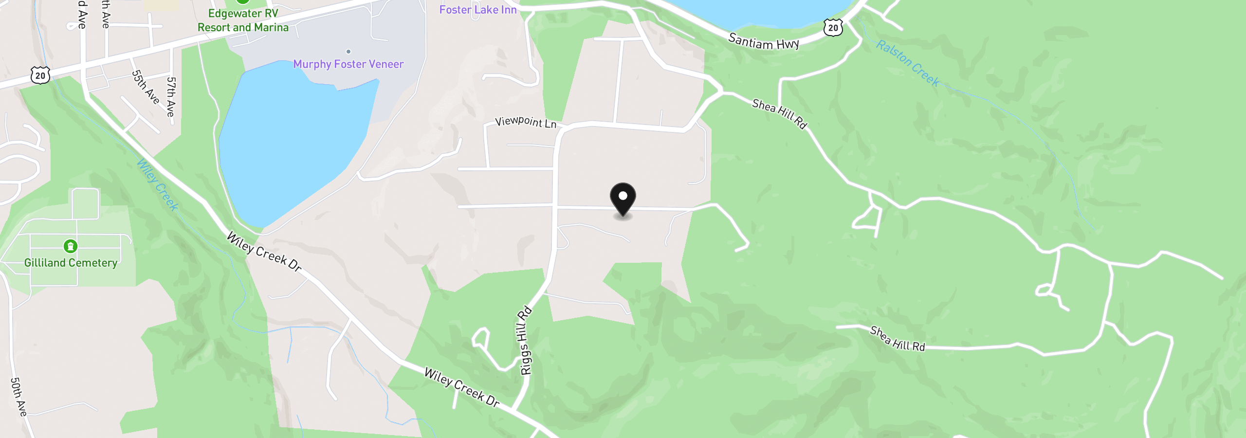 Map showing the location of 27579 Riggs Hill Rd, Foster, OR 97345