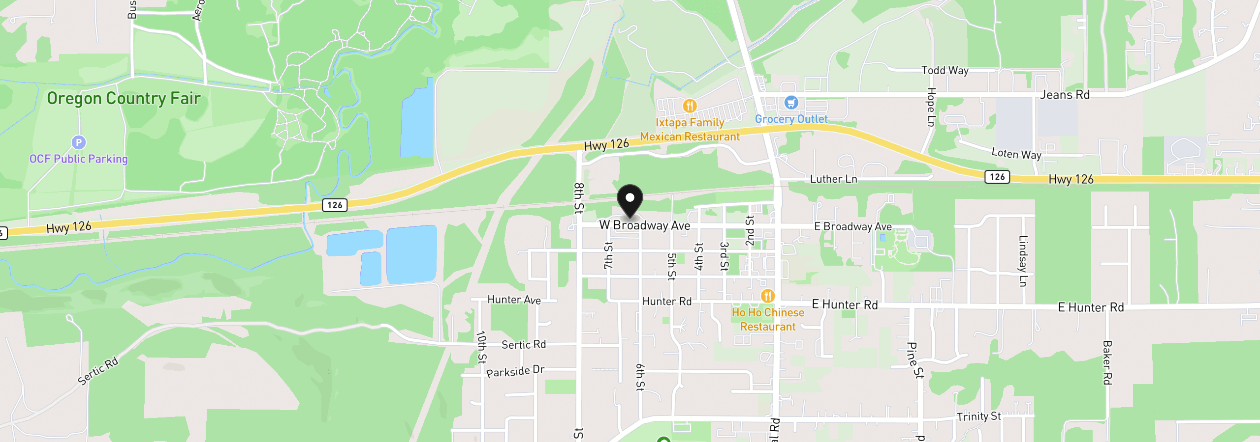 Map showing the location of 24909 W Broadway Ave, Veneta, OR 97487