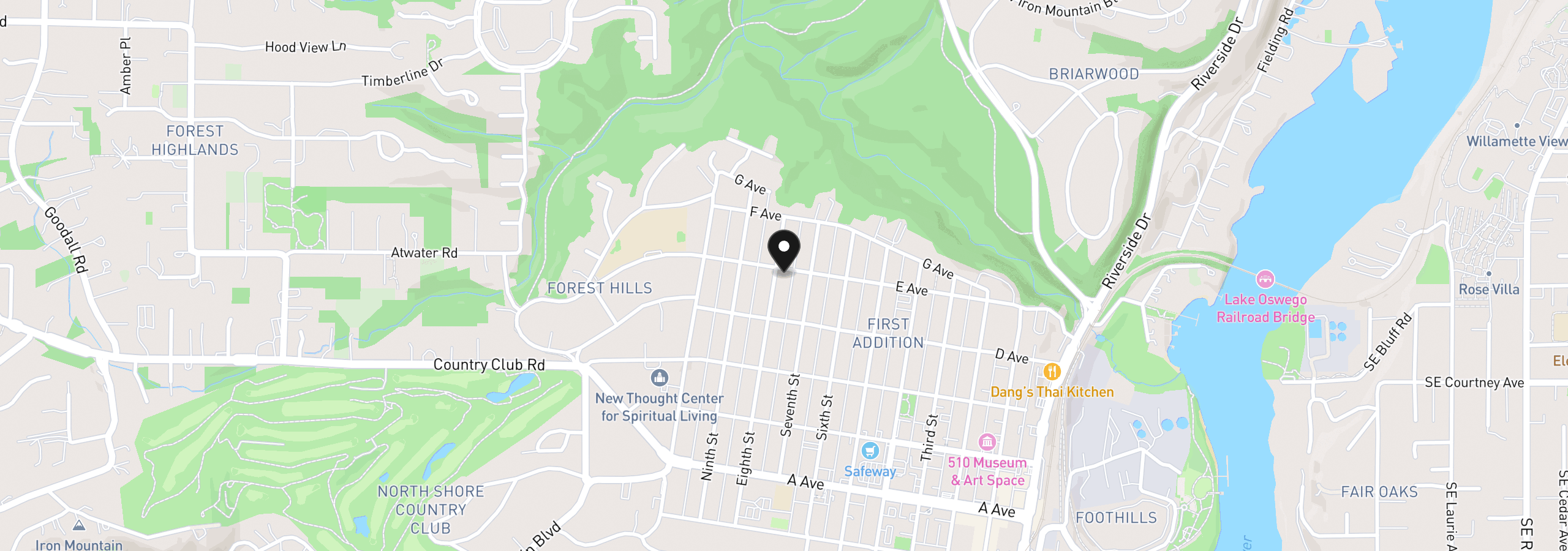 Map showing the location of 752 E Ave, Lake Oswego, OR 97034