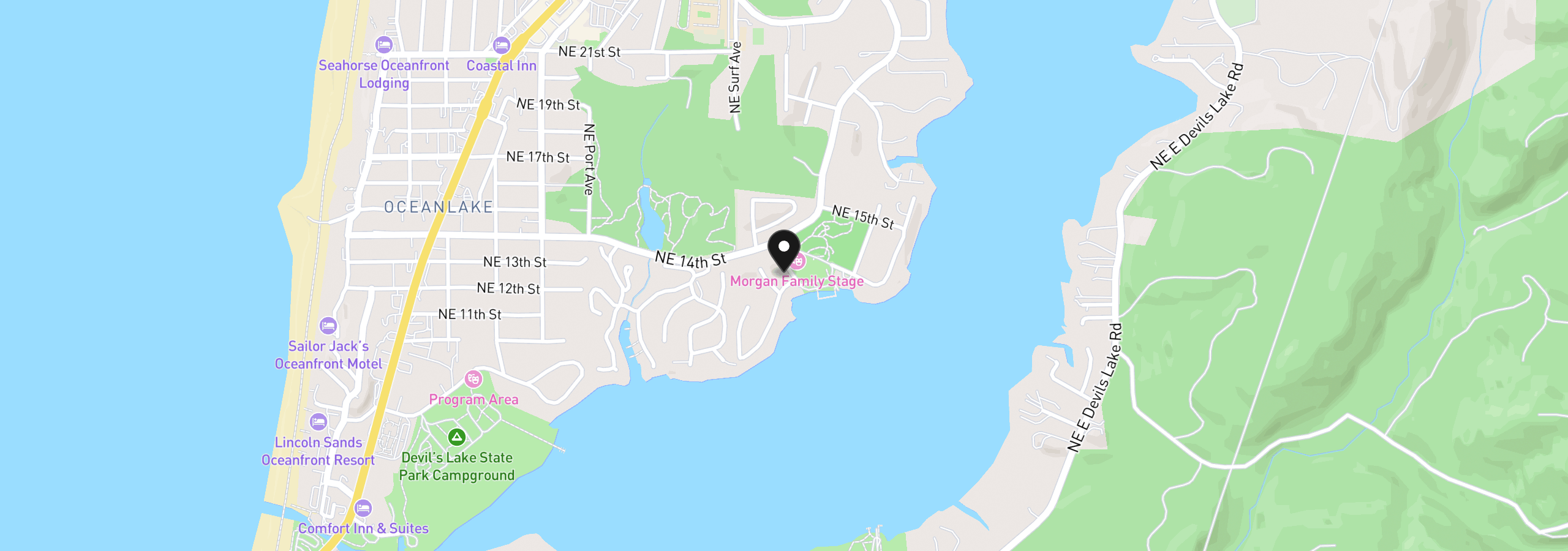 Map showing the location of 1223 NE Regatta Park Rd, Lincoln City, OR 97367
