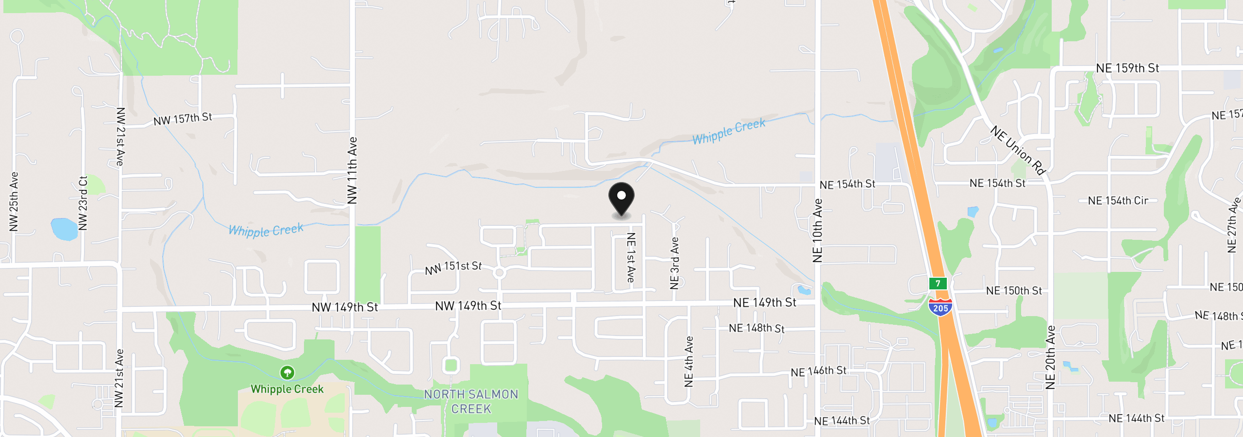 Map showing the location of 102 NE 153rd St, Vancouver, Wa 98685