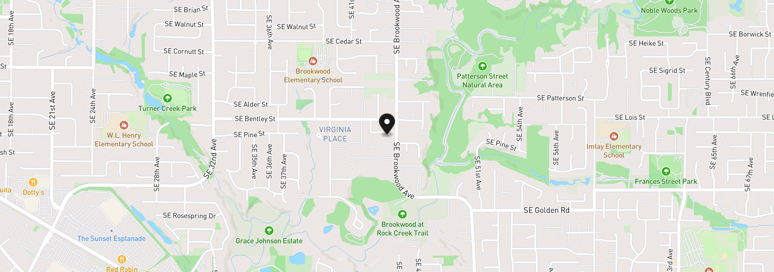 Map showing the location of 4372 SE Pine Way, Hillsboro, OR 97123
