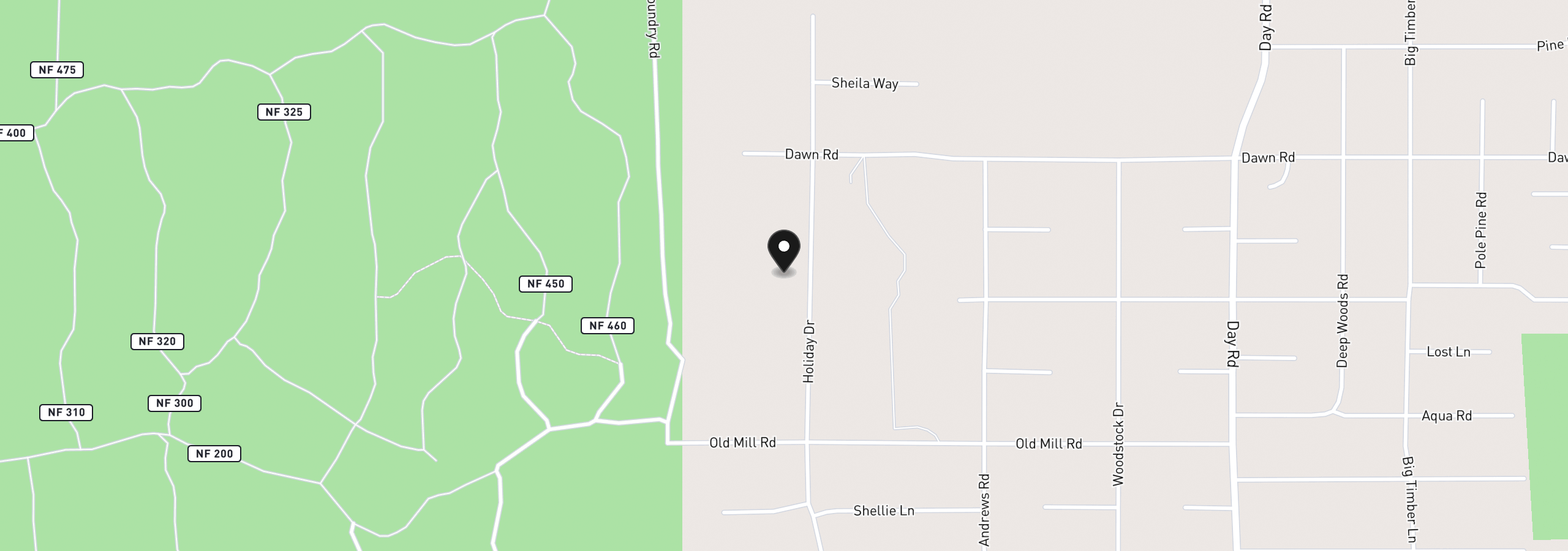Map showing the location of 53315 Holiday Dr, La Pine, OR 97739