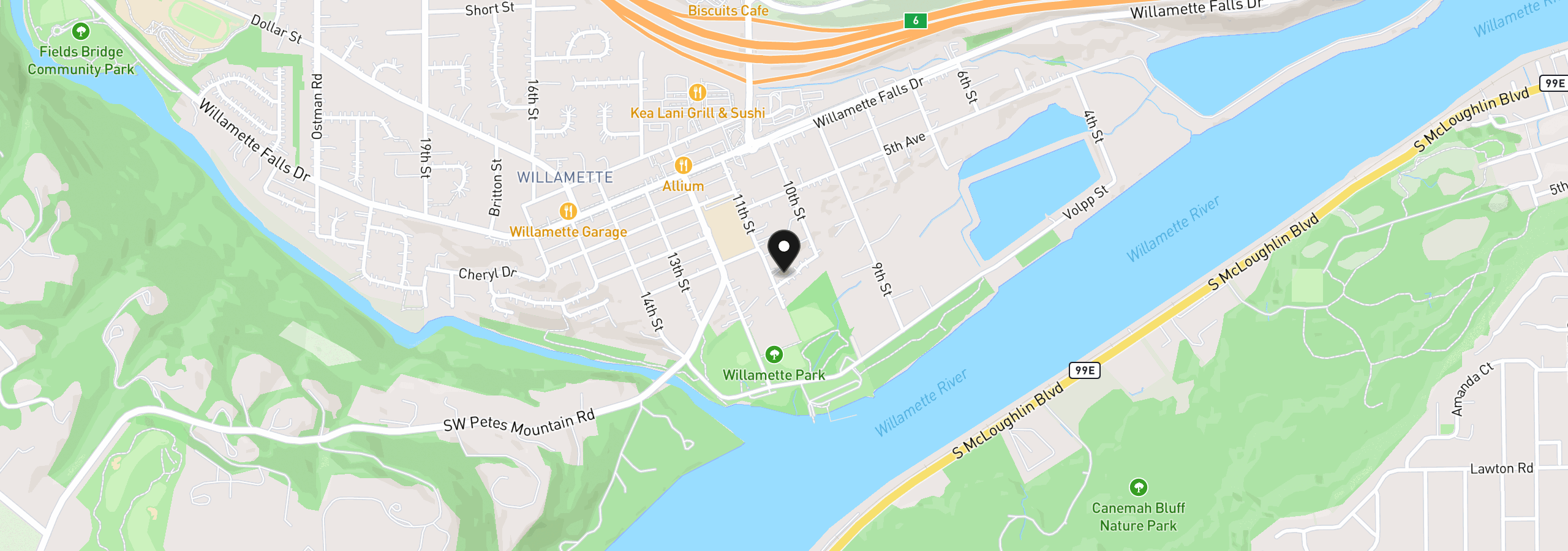 Map showing the location of 1235 11th St, West Linn, OR 97068