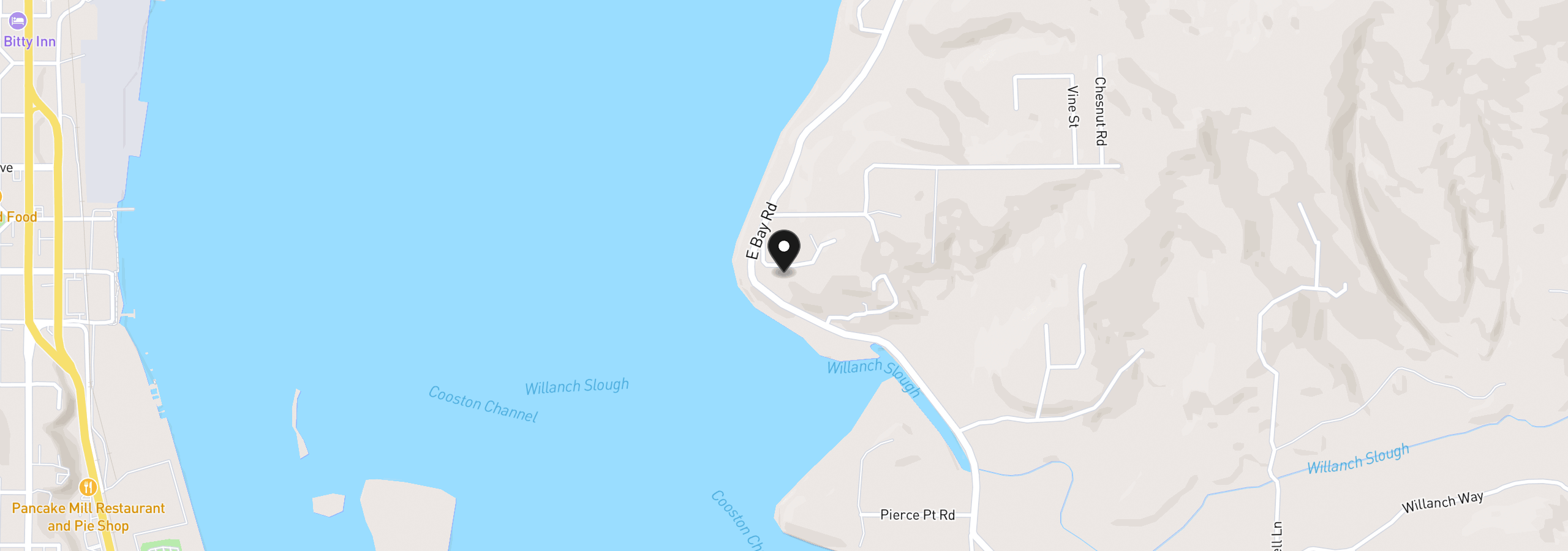 Map showing the location of 93930 Bridge View Ln, North Bend, OR 97459