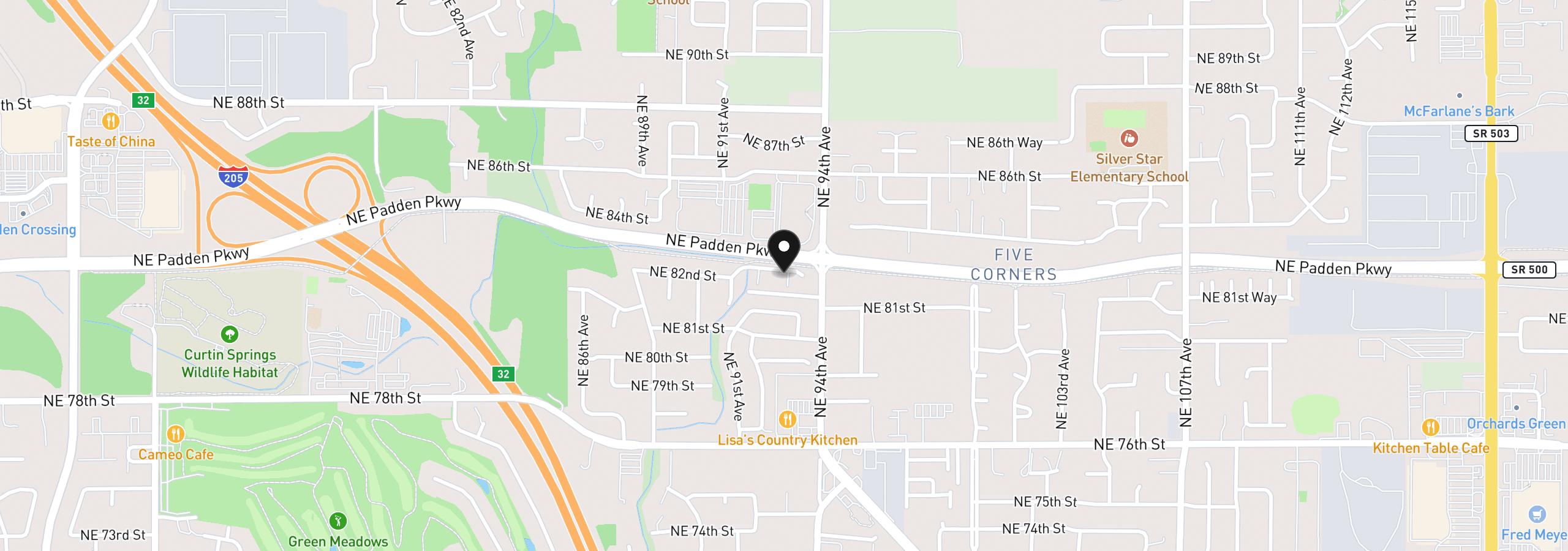 Map showing the location of 9311 NE 82nd Cir, Vancouver, Wa 98662