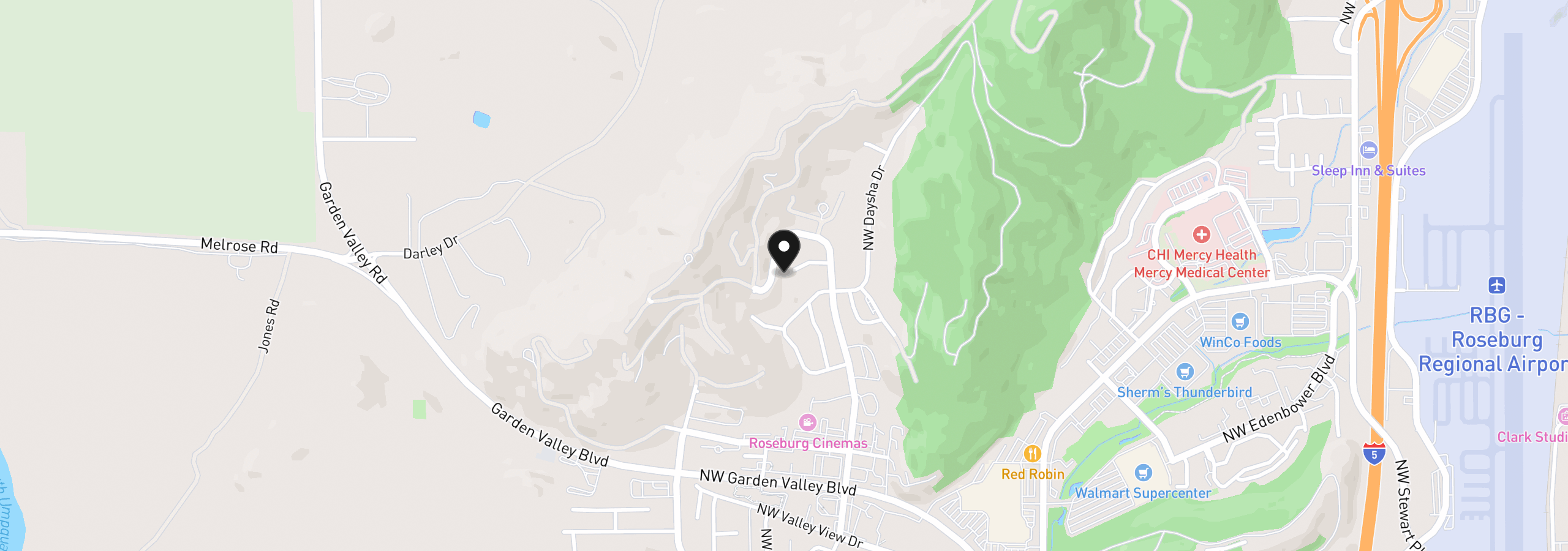 Map showing the location of 175 NW Brent Ct, Roseburg, OR 97471