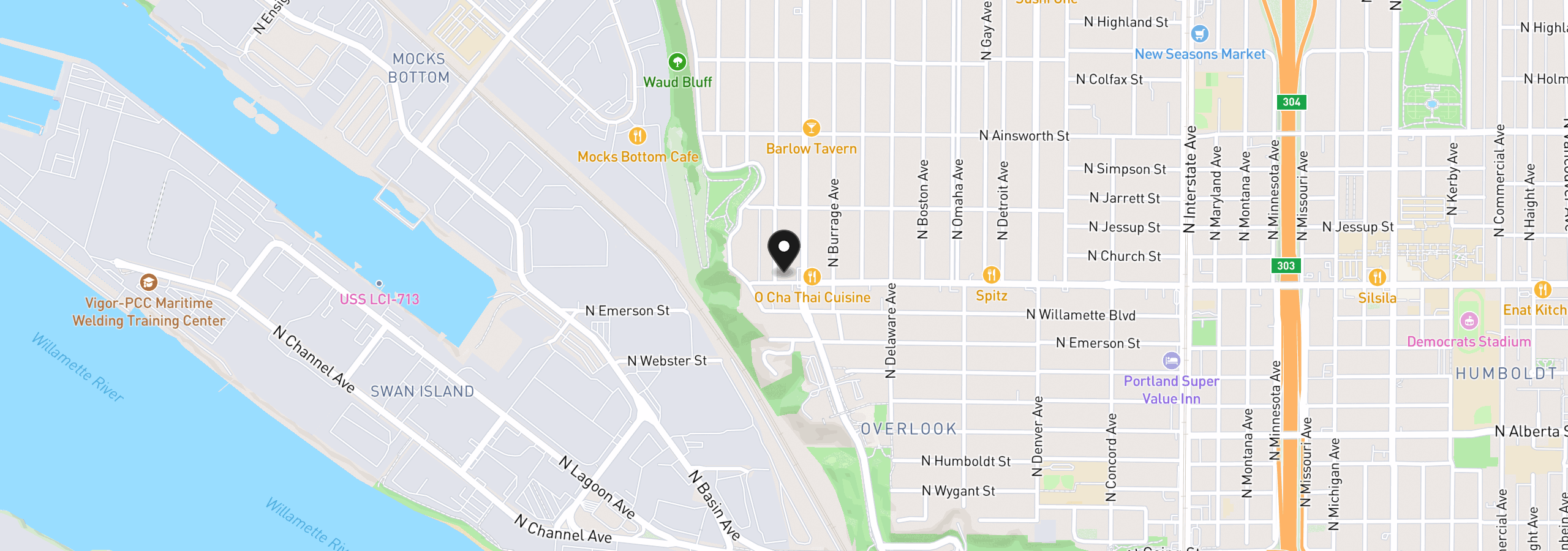 Map showing the location of 2823 N Killingsworth St, Portland, OR 97217