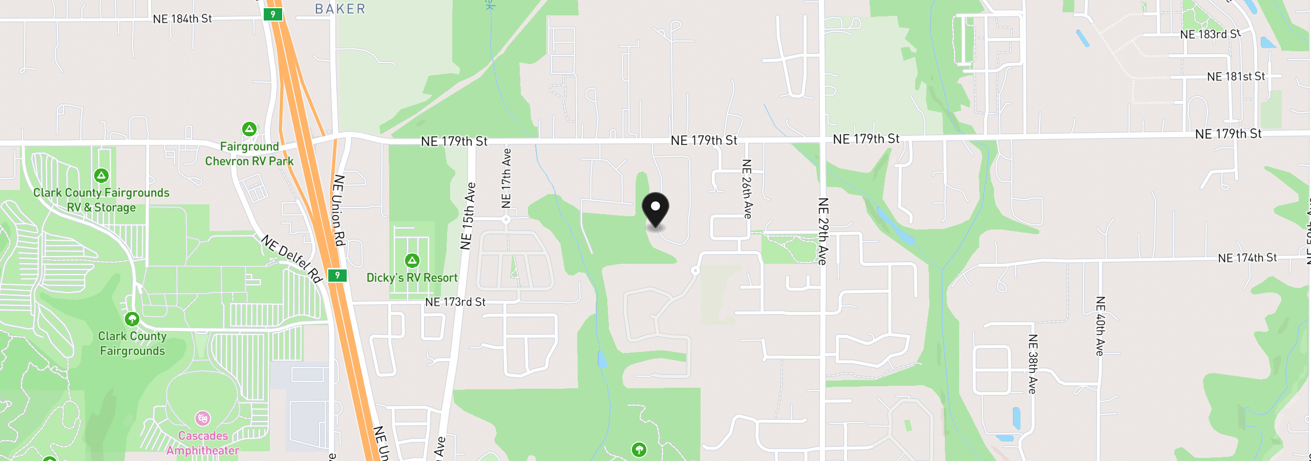 Map showing the location of 2217 NE 179th St B52, Ridgefield, Wa 98642