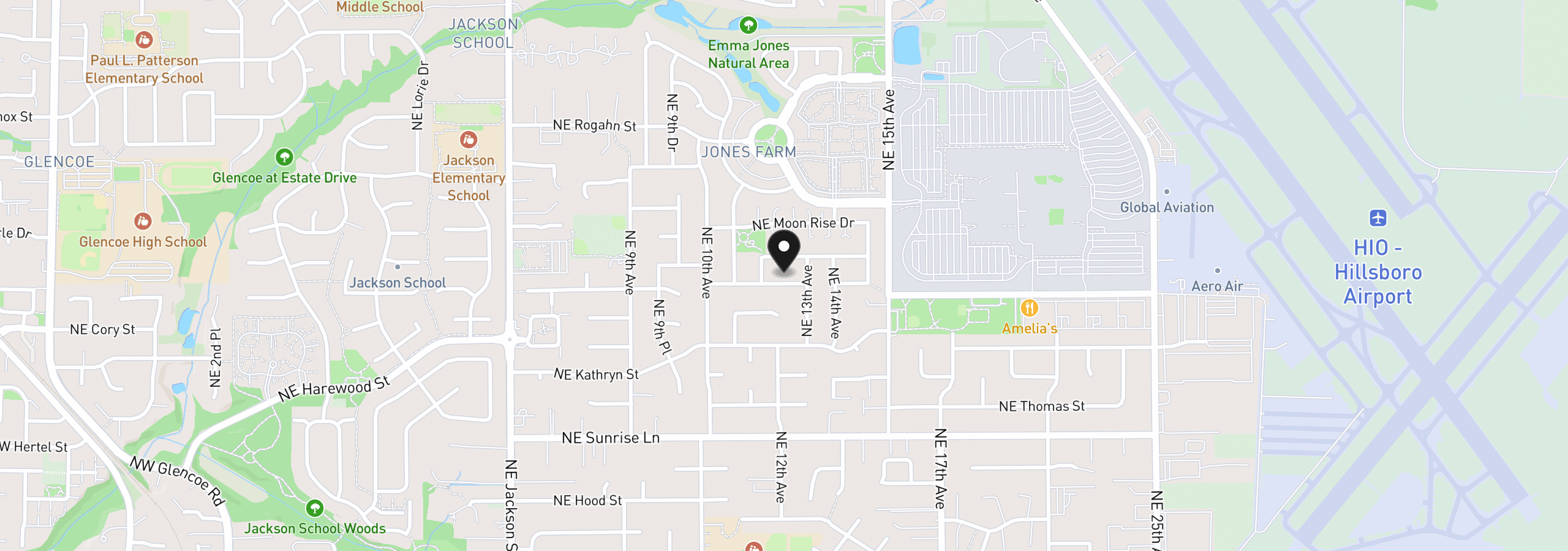 Map showing the location of 1267 NE Morning Sun Dr, Hillsboro, OR 97124