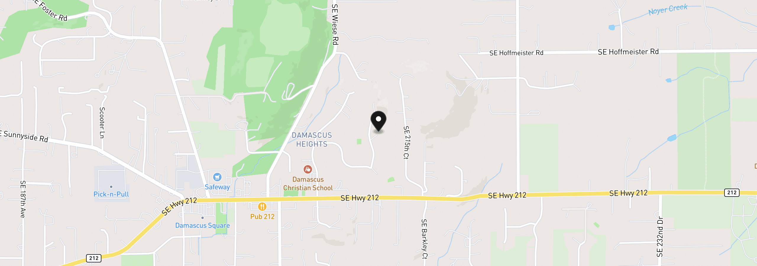 Map showing the location of 21224 SE Lansing Ln, Damascus, OR 97089