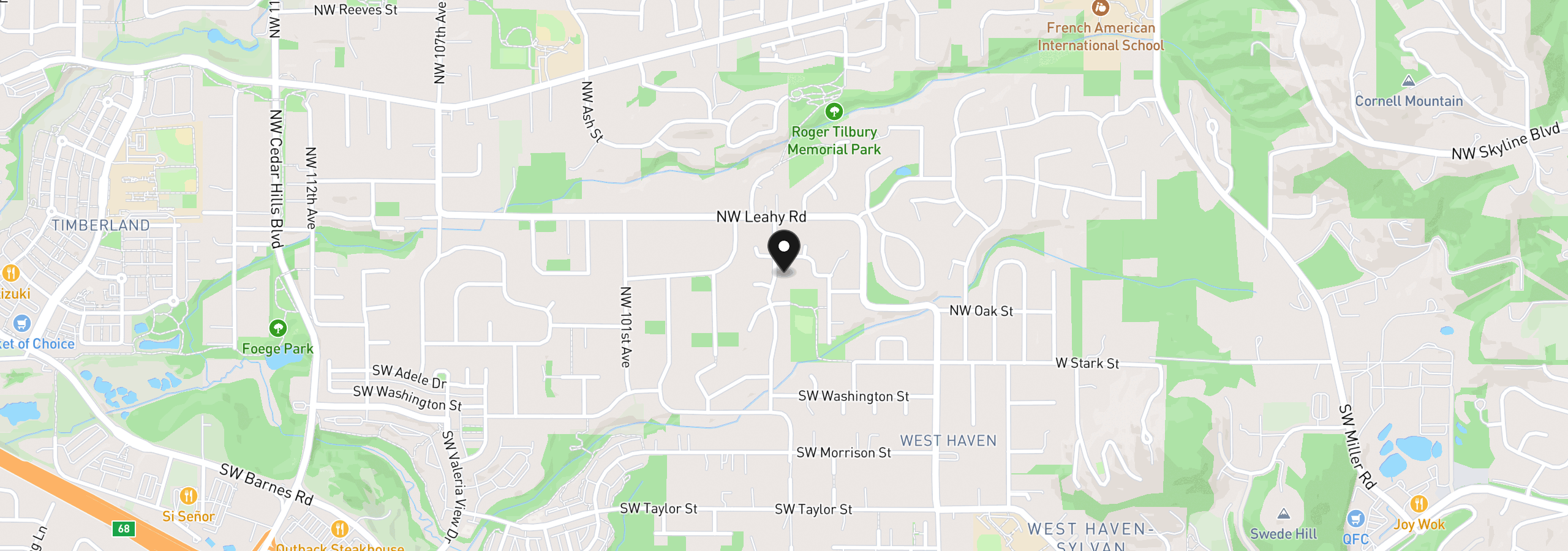 Map showing the location of 290 NW 95th Ave, Portland, OR 97229