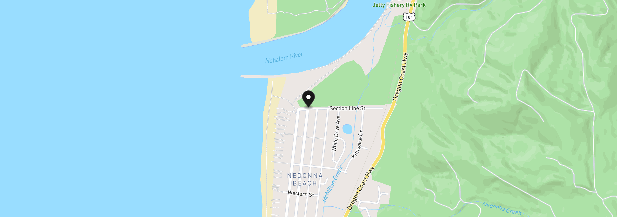 Map showing the location of Section Line Rd, Rockaway Beach, OR 97136