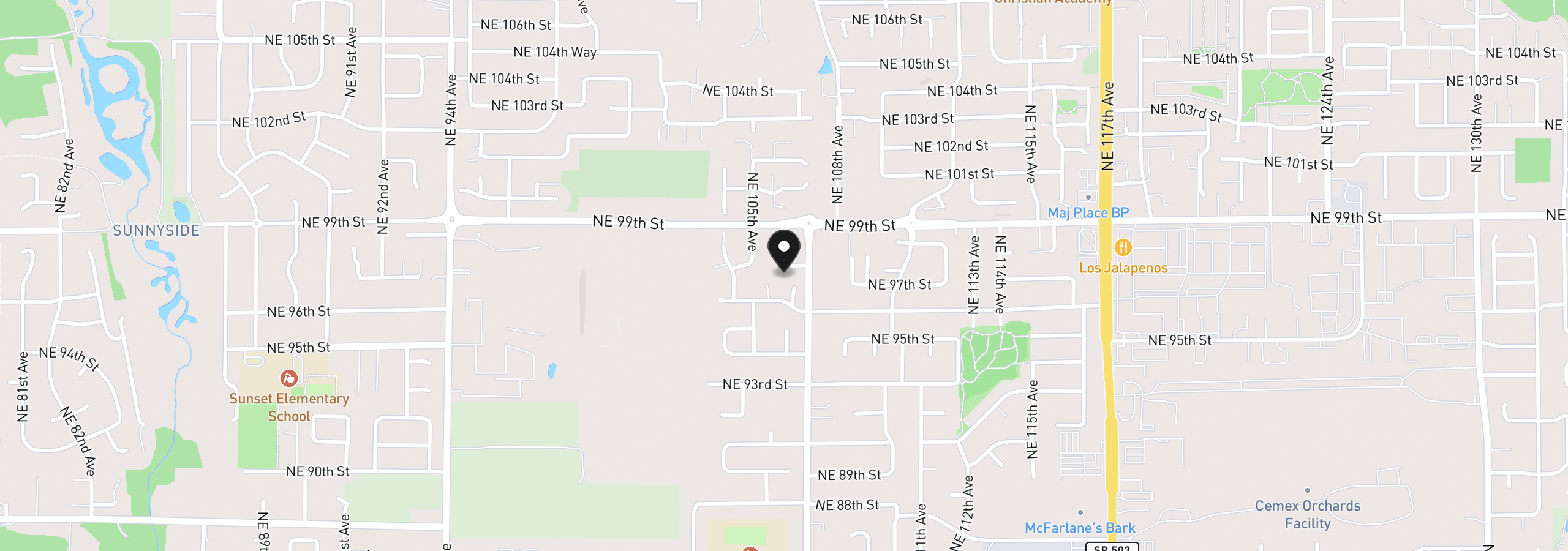 Map showing the location of 10601 NE 97th Cir, Vancouver, Wa 98662