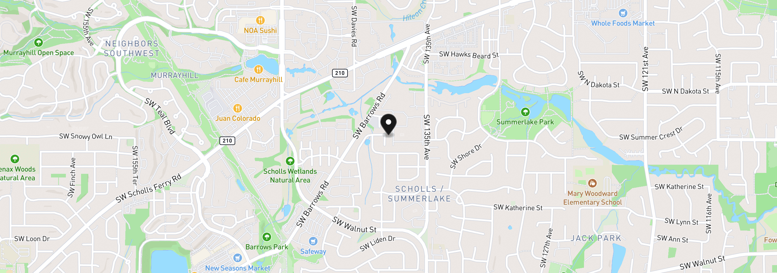 Map showing the location of 11566 SW Wood Duck Pl, Portland, OR 97223