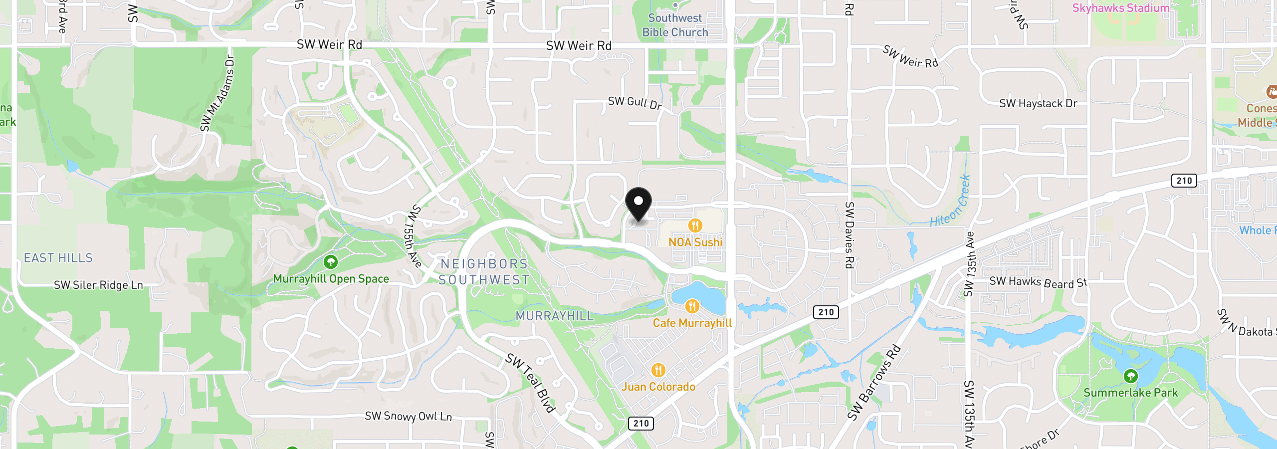 Map showing the location of 14890 SW Osprey Ct, Beaverton, OR 97007