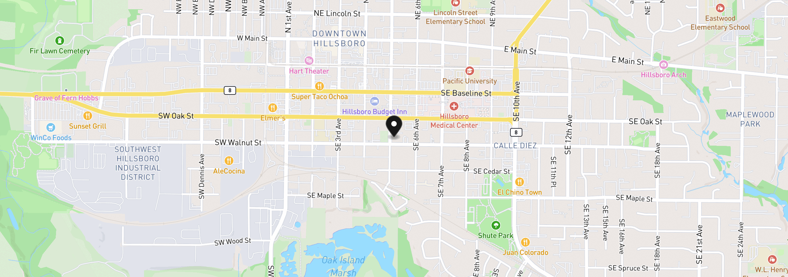 Map showing the location of 468 SE 5th Ave, Hillsboro, OR 97123