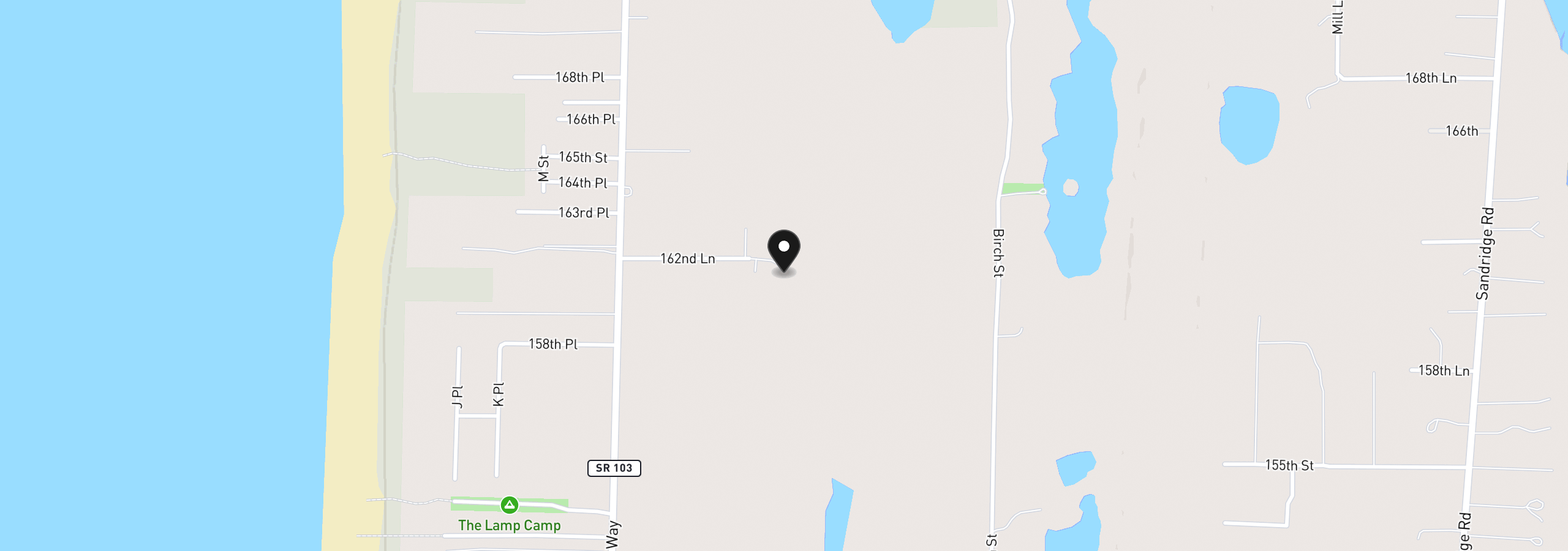 Map showing the location of 2110 162nd Ln, Long Beach, Wa 98631