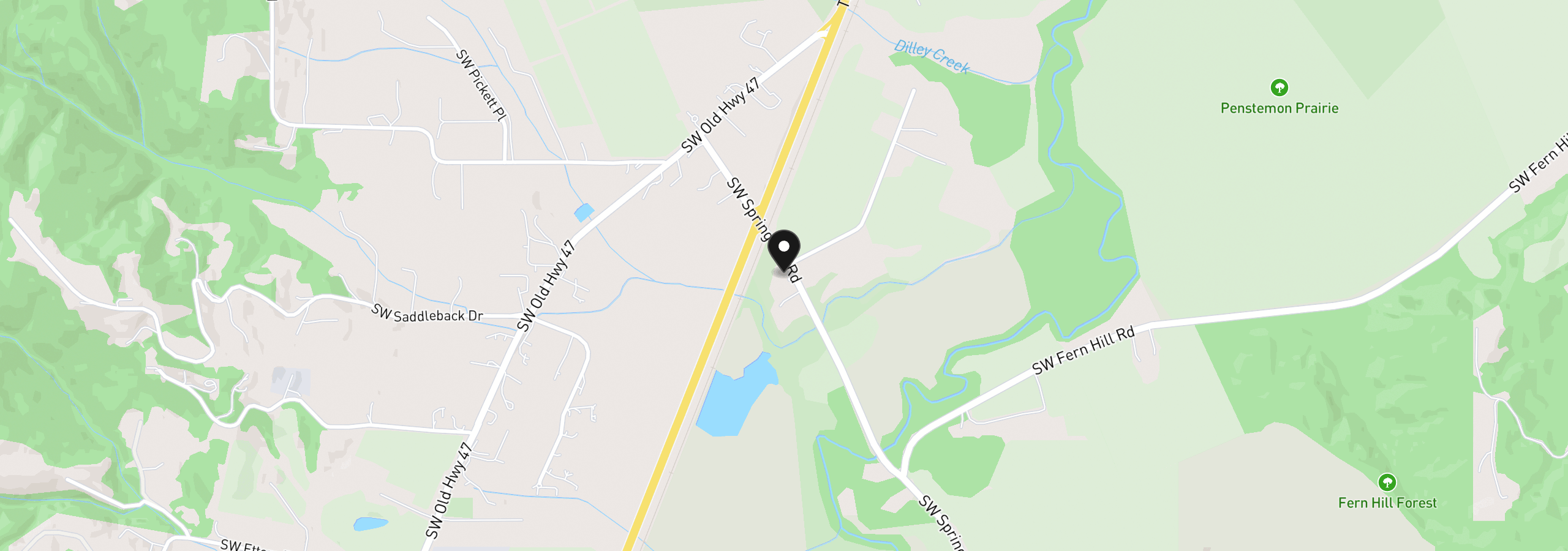 Map showing the location of 5659 SW Spring Hill Rd, Gaston, OR 97119