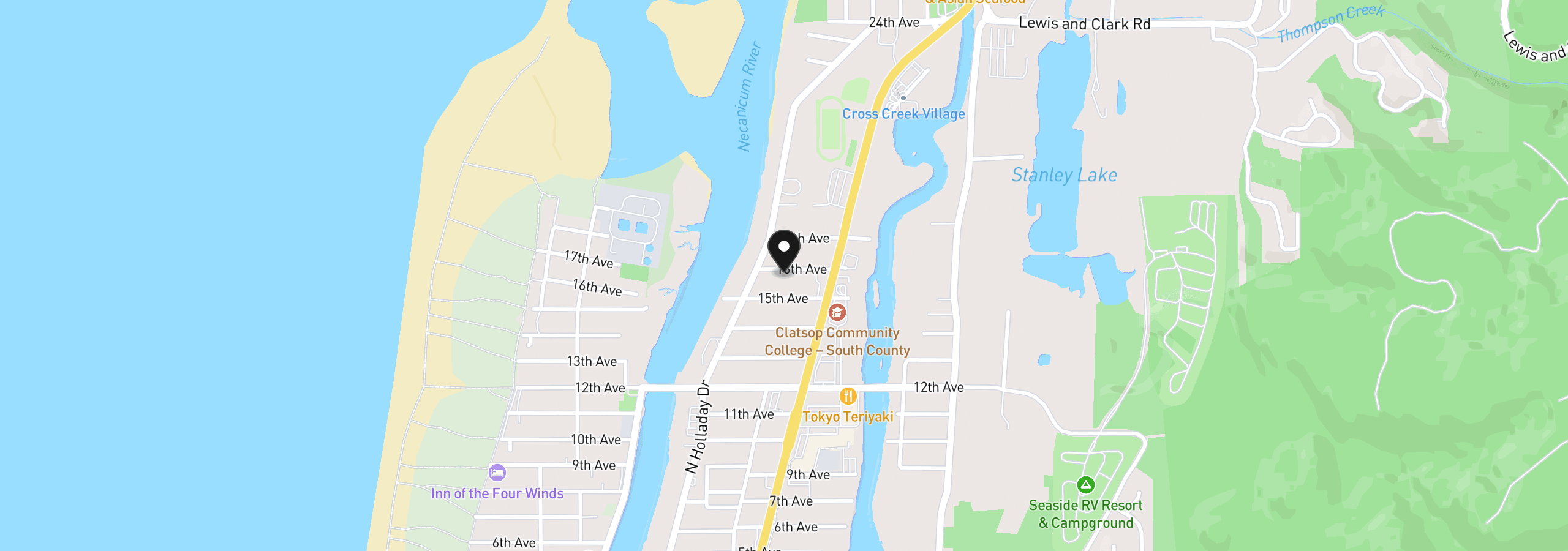 Map showing the location of 779 16th Ave, Seaside, OR 97138