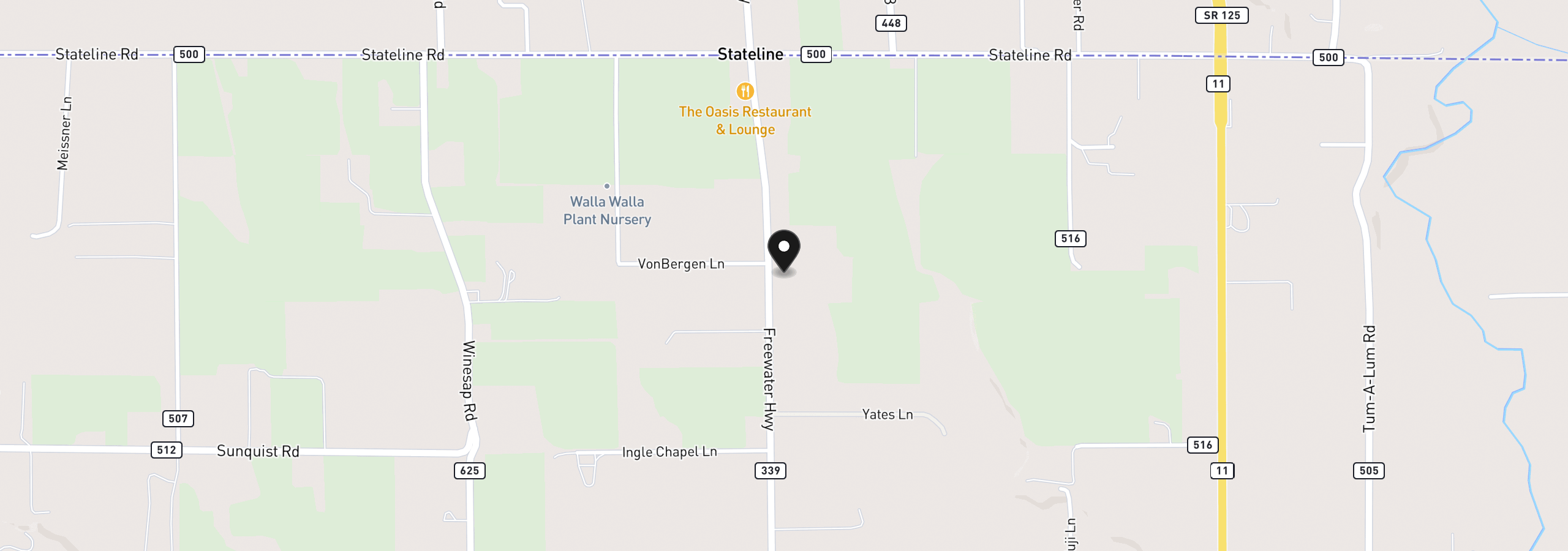 Map showing the location of 85527 Highway 339, Milton-Freewater, OR 97862