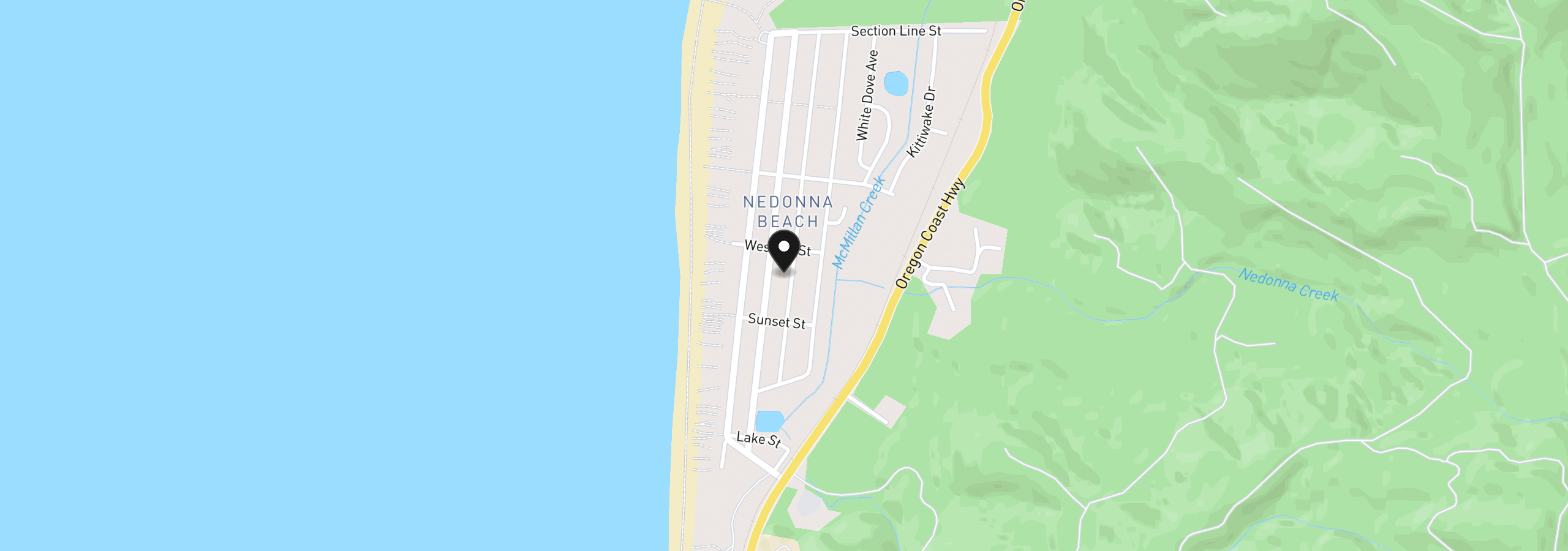 Map showing the location of Geneva Ave 16-18, Rockaway Beach, OR 97136