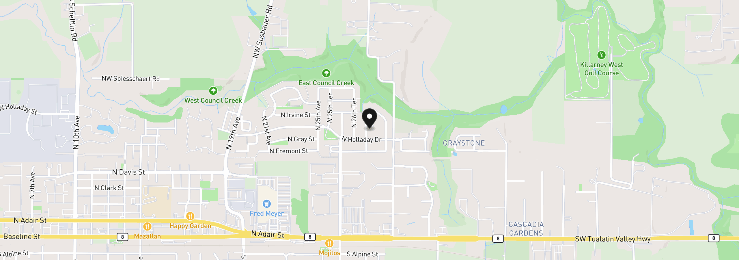 Map showing the location of 812 N 27th Ave, Cornelius, OR 97113