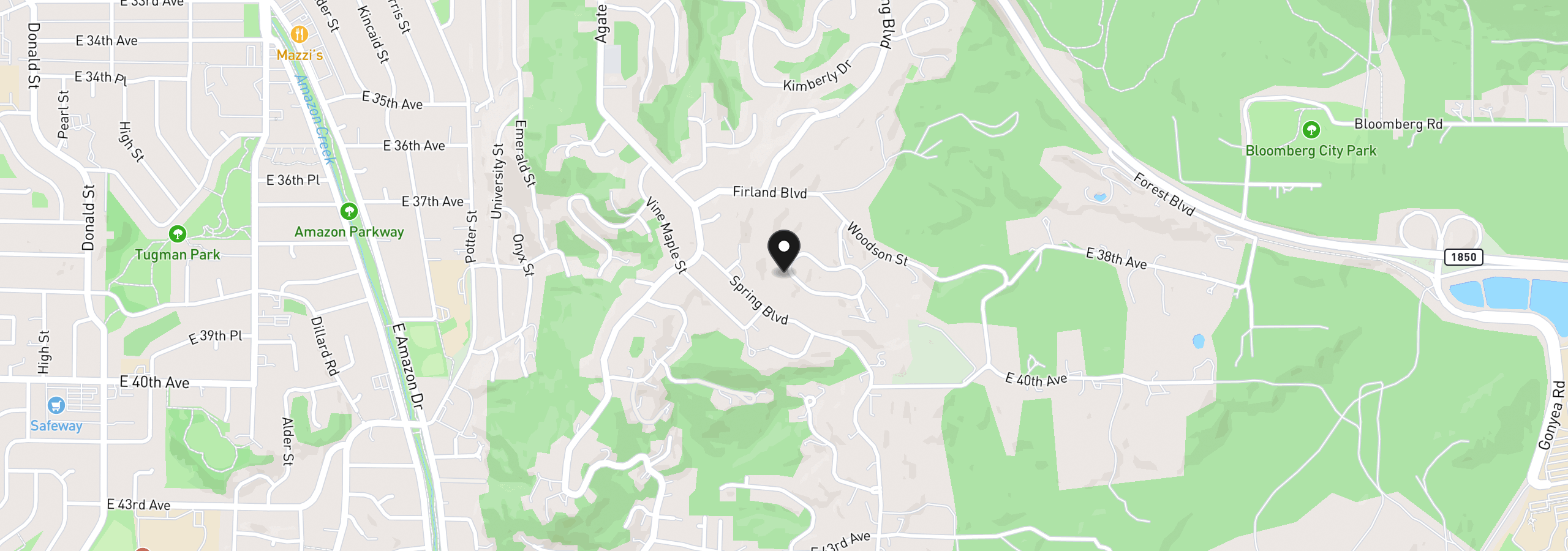 Map showing the location of 1951 Woodson Loop, Eugene, OR 97405