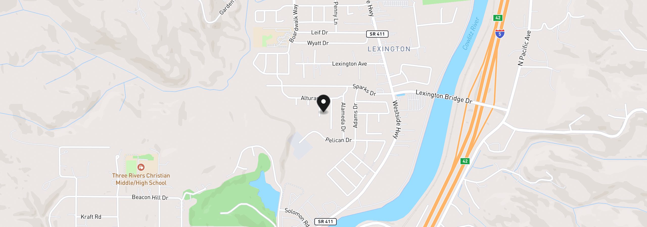 Map showing the location of 117 Manteca Dr, Kelso, Wa 98626