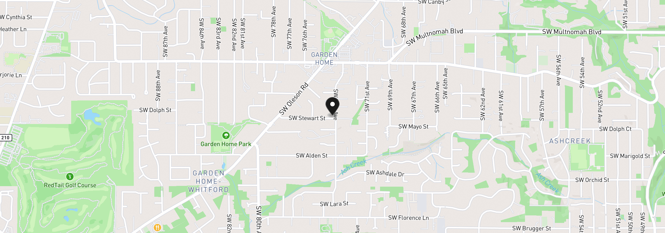 Map showing the location of 7945 SW 74th Ave, Portland, OR 97223