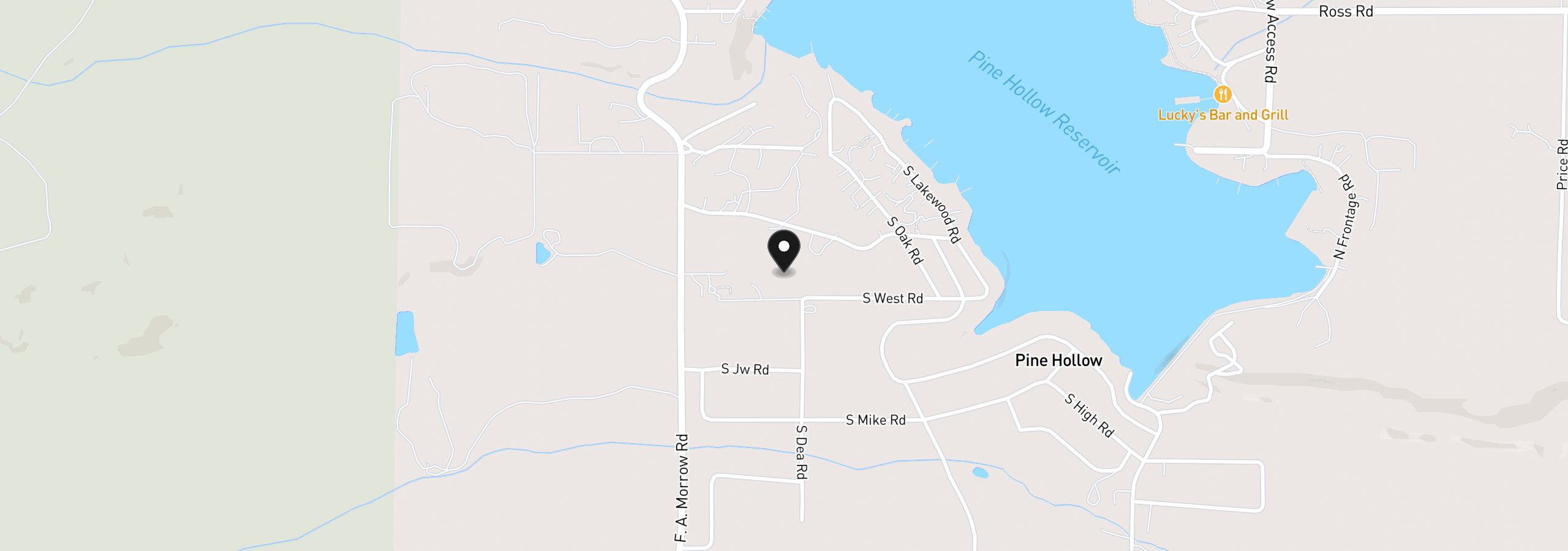 Map showing the location of S West Rd, Tygh Valley, OR 97063