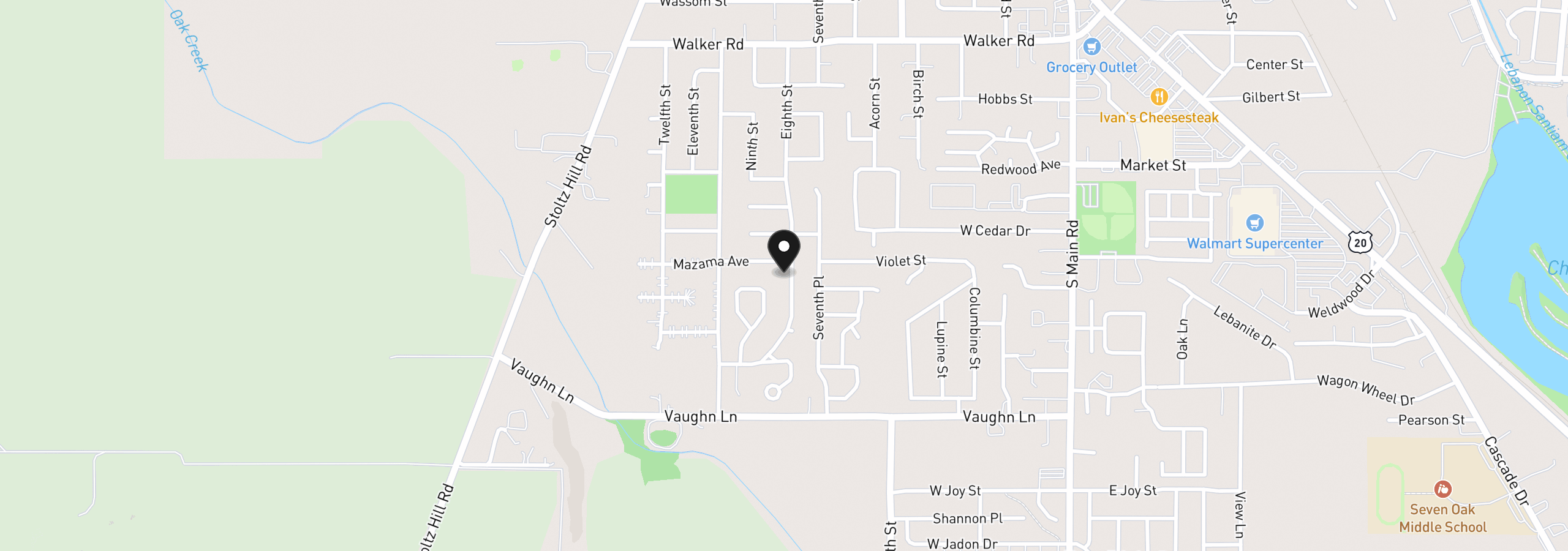 Map showing the location of 3065 S 8th St, Lebanon, OR 97355