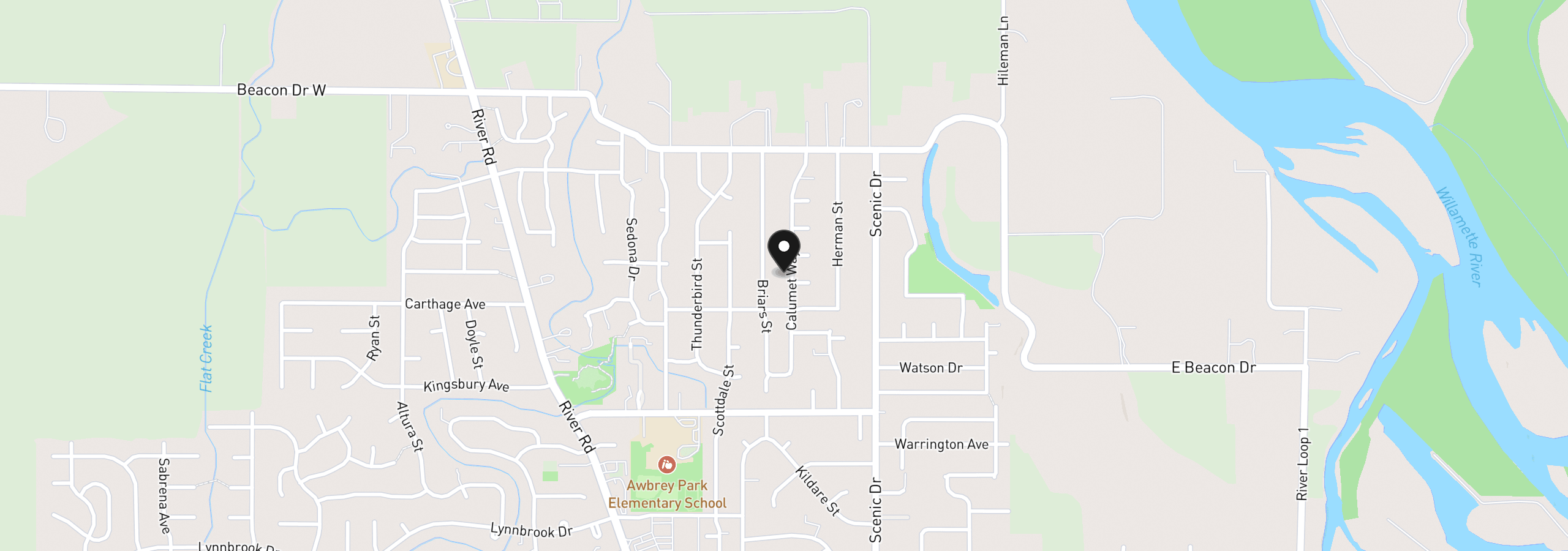 Map showing the location of 4644 Calumet Way, Eugene, OR 97404
