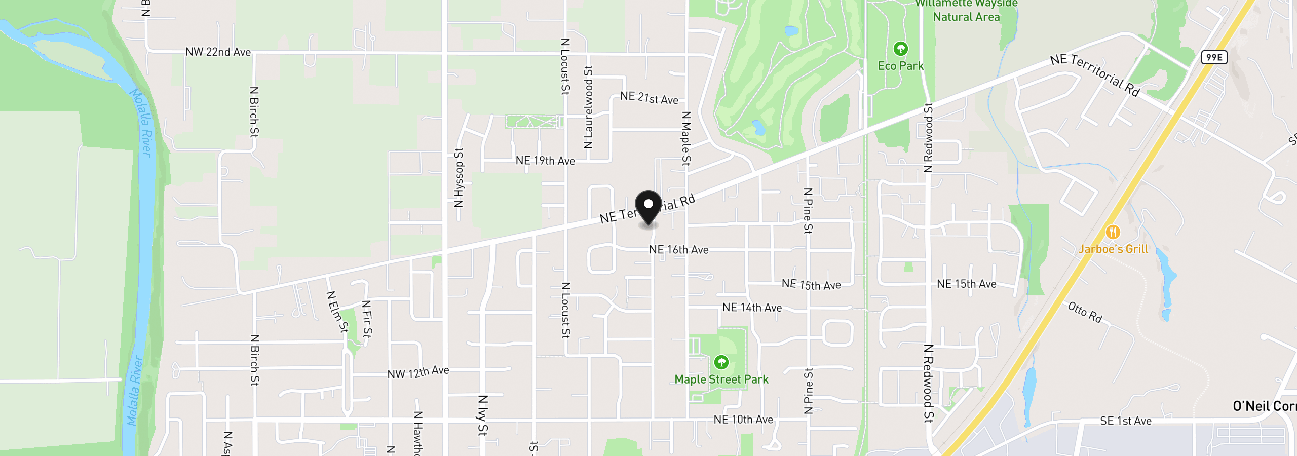 Map showing the location of 1721 N Manzanita St, Canby, OR 97013