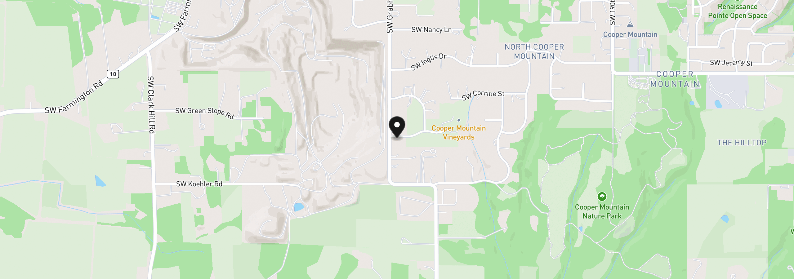 Map showing the location of 20420 SW Leonardo Ln, Beaverton, OR 97007