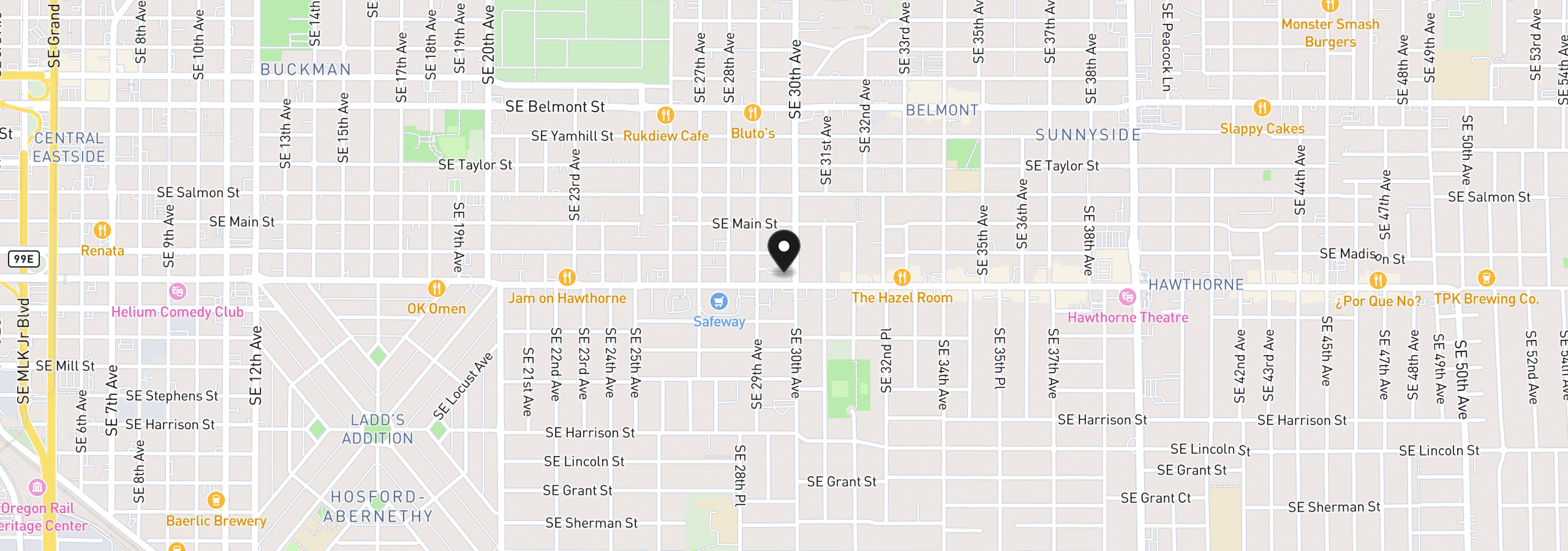 Map showing the location of 2953 SE Hawthorne Blvd, Portland, OR 97214