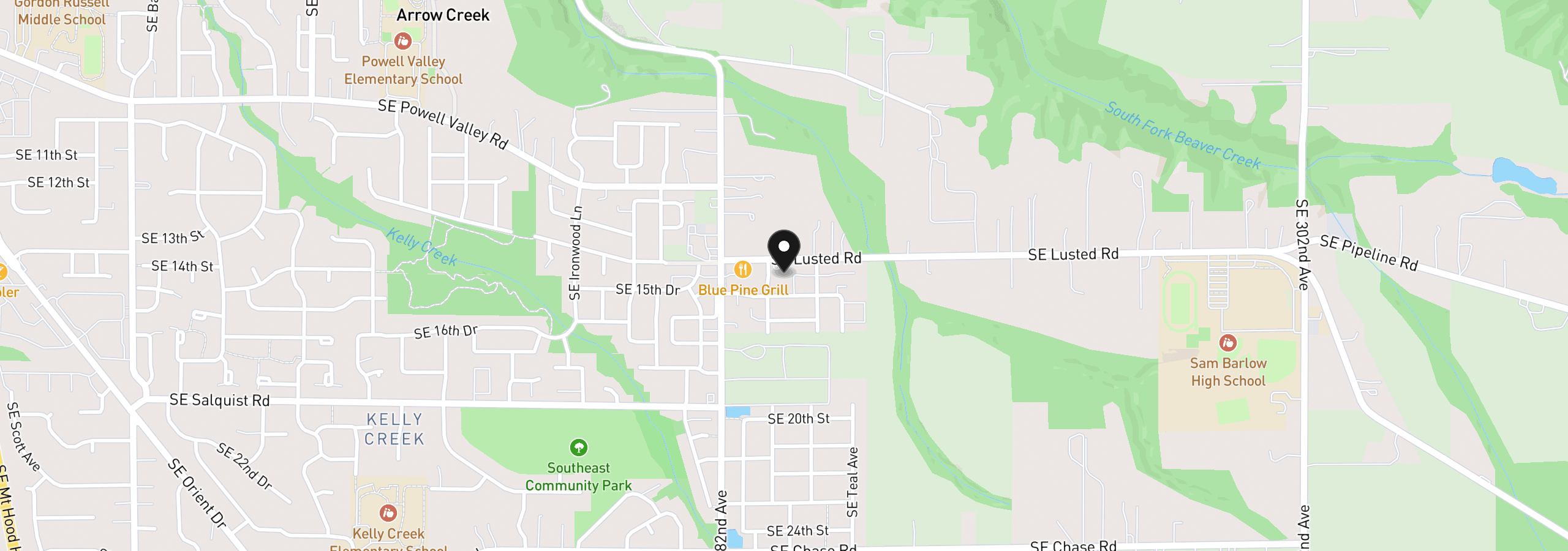 Map showing the location of 6203 SE 15th St, Gresham, OR 97080
