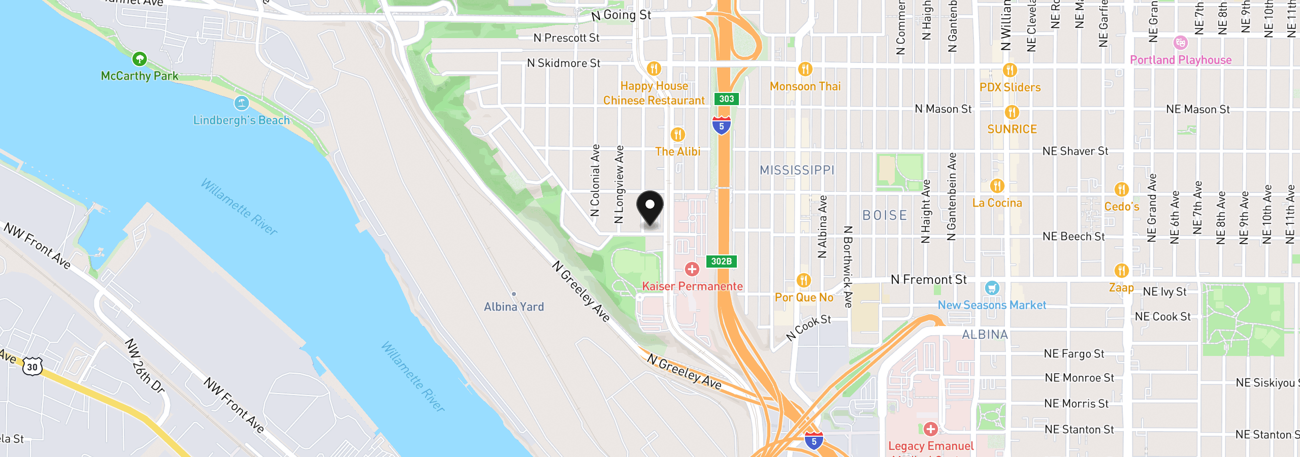 Map showing the location of 3704 N Massachusetts Ave, Portland, OR 97227