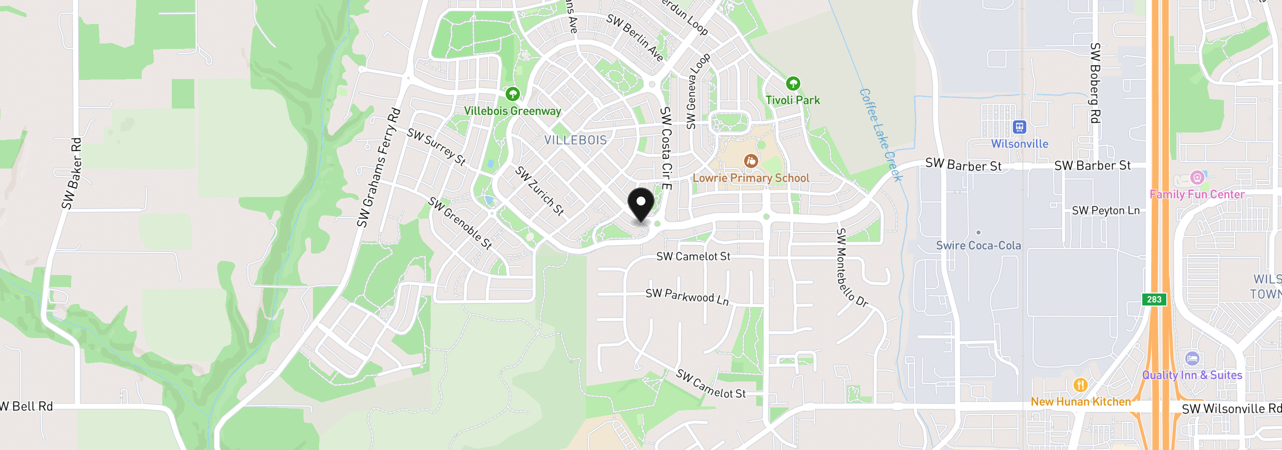 Map showing the location of 11132 SW Barber St, Wilsonville, OR 97070
