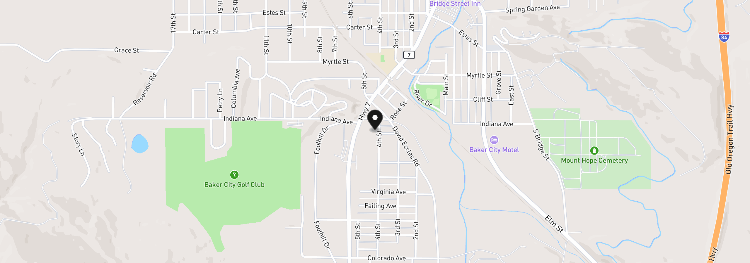 Map showing the location of 805 4th St, Baker City, OR 97814