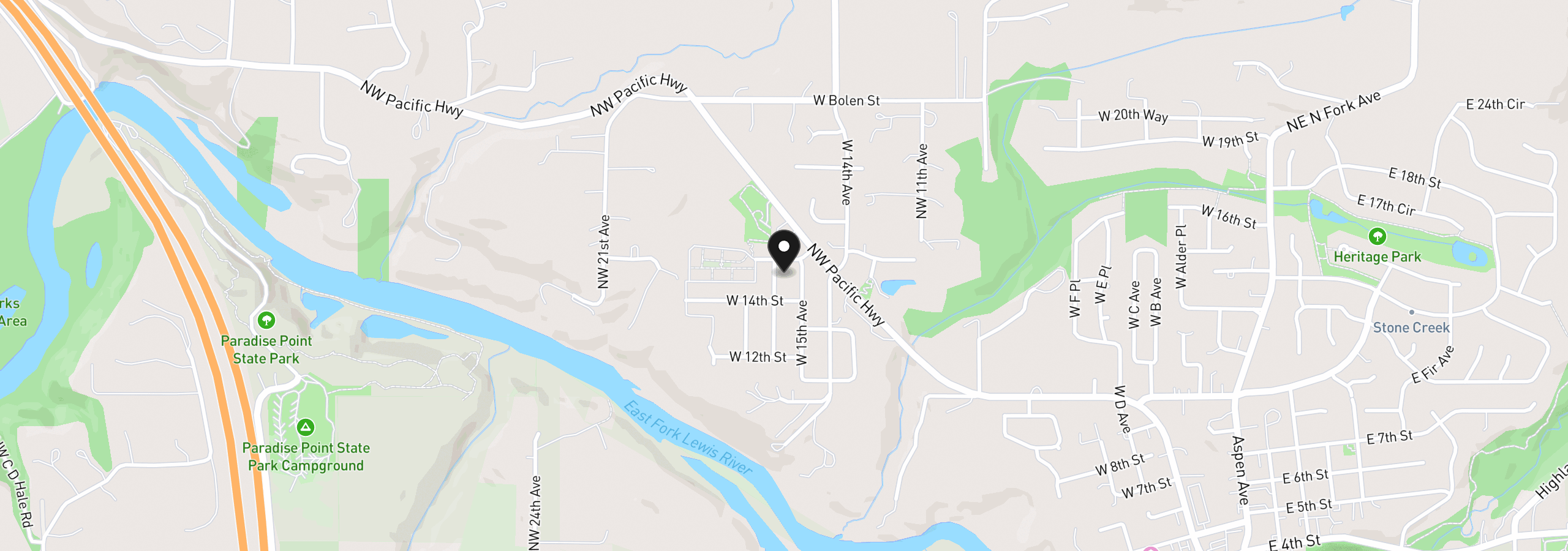 Map showing the location of 1419 W 16th Cir, La Center, Wa 98629