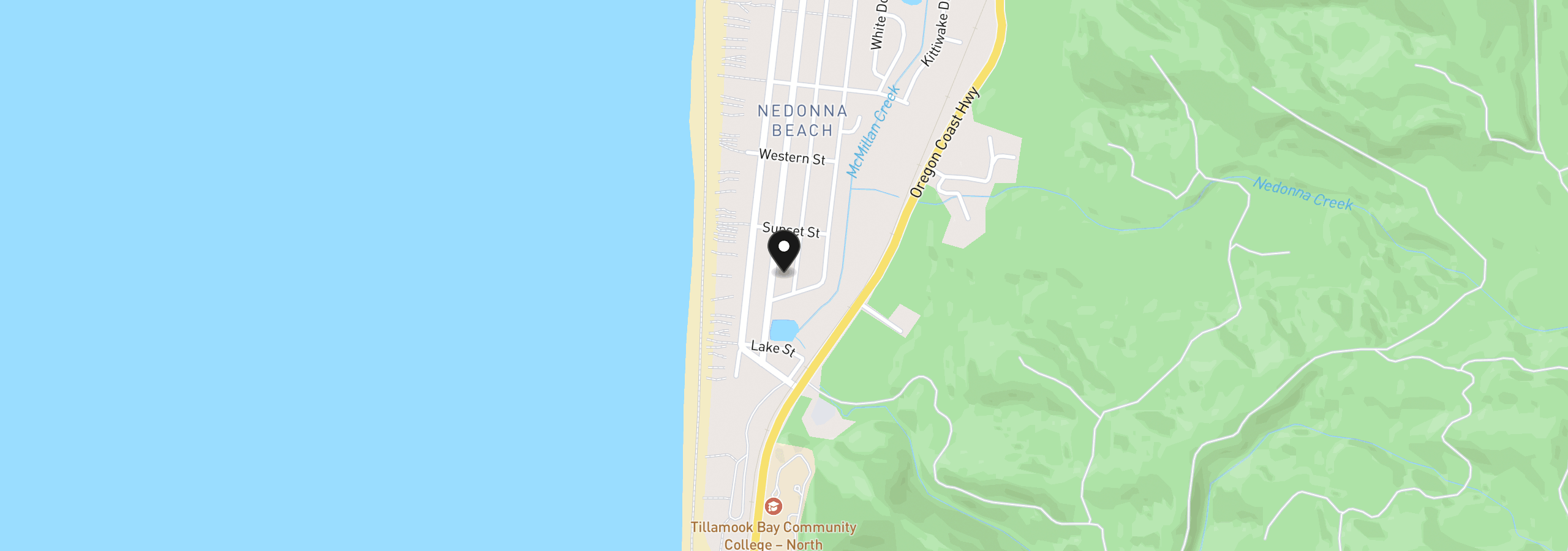 Map showing the location of 00 Nedonna Ave, Rockaway Beach, OR 97136
