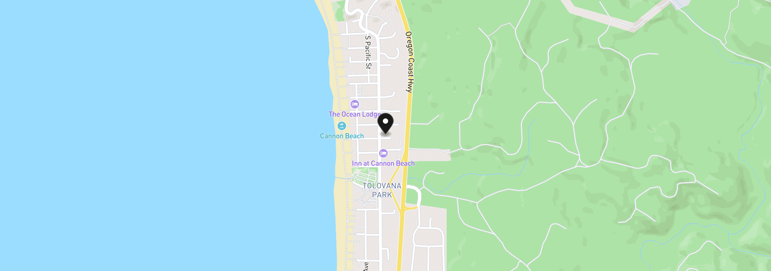 Map showing the location of 3087 S Hemlock St, Cannon Beach, OR 97110